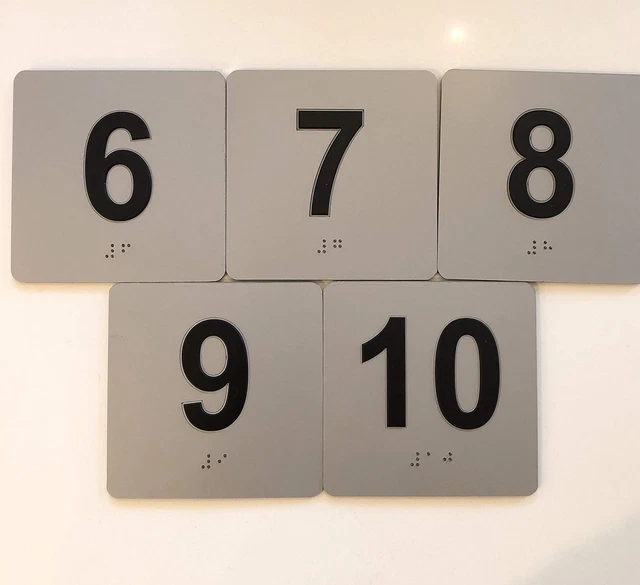 EXAM ROOM SIGN Numbers (610) W/Braille, ADA Compliant (610, Gray