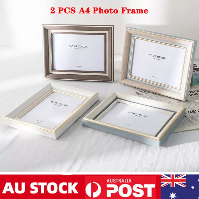 2 x Certificate Photo Frame Wooden Picture Home Wall Hanging Table Decoration A4