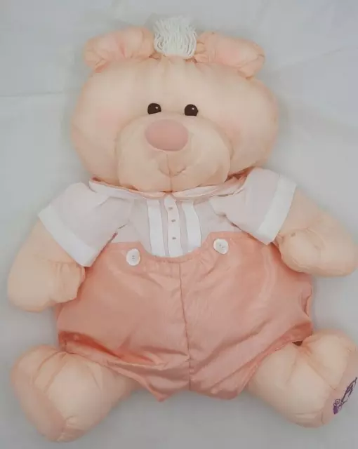Fisher Price Puffalump Stuffed Bear Plush Peach White Outfit Vintage 1986