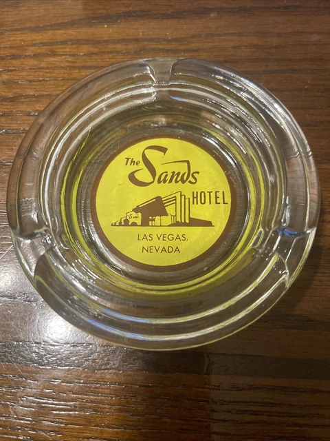 Vintage 1960's THE SANDS HOTEL Glass LAS VEGAS NEVADA CASINO Advertising Ashtray