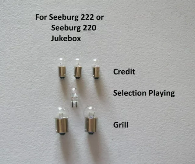 Seeburg 220 and 222 Jukebox Lamp Set Replacement Light Bulbs Miniature Lamps