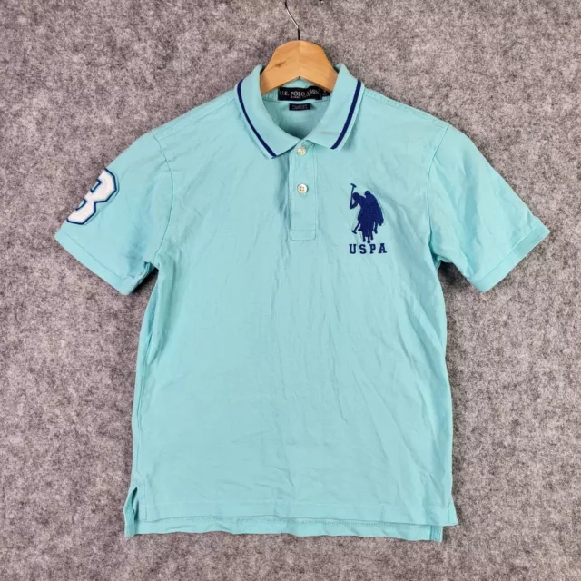 US Polo Assn Kids Boys Polo T Shirt Size S Small 8 Blue Collared Button 1721