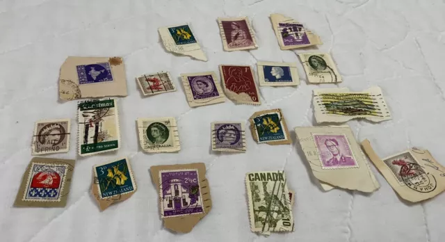 Vintage, 1960’s, Postage Stamps, Used, UK, Canada, Etc, Lot Of 22