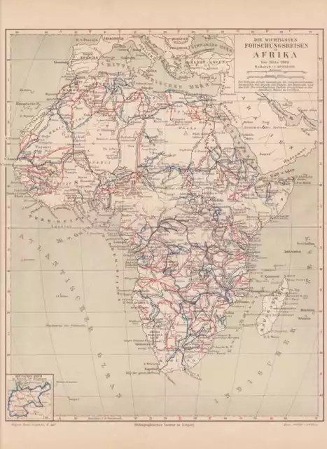 Forschungsreisen Afrique Livingstone Carte De 1888 Expeditionen STANLEY