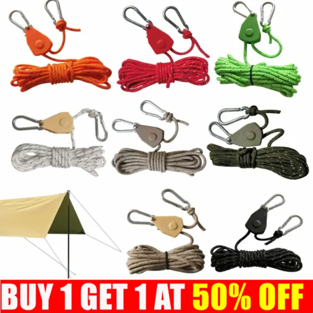 Portable Adjustable Fix Tent High Strength Fast Release Pulley Camping Rope New
