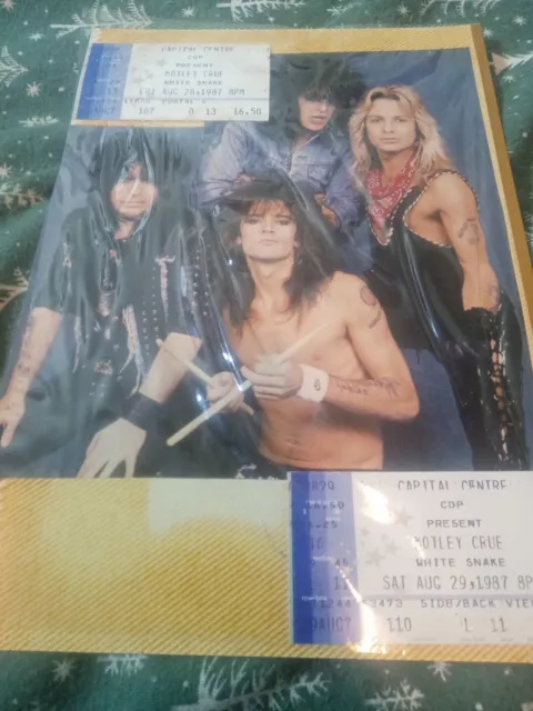 Motley Crue White Snake Vintage SUPERFAN ticket stubs & Photo August 29 1987