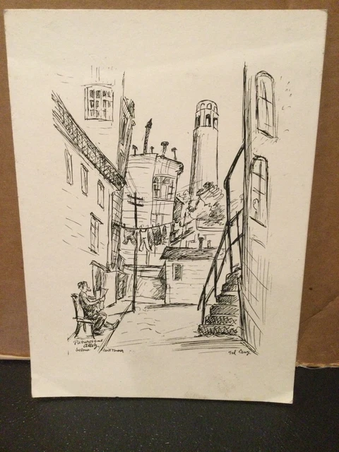 Vintage “ Picturesque Alley Below Coit Tower “ Signed - Ted Lewy