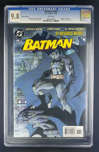 Batman (1940) #608 CGC 9.8 Jim Lee Second Printing White Pages (0608569024)