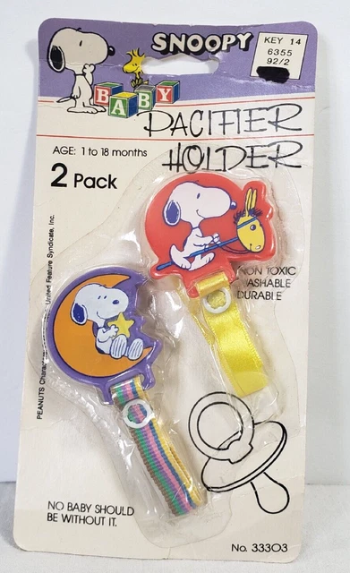 Baby Snoopy Pacifier Holders 33303 Peanuts Collection Danara  1991 set of 2