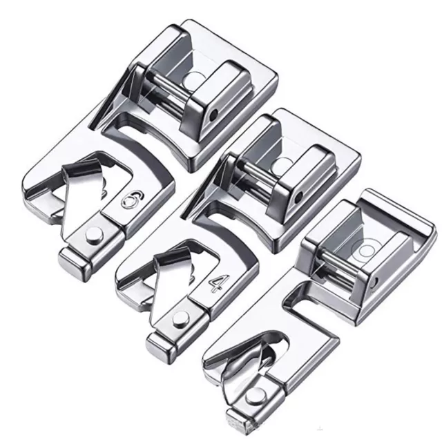 3Pcs Narrow Rolled Hem Sewing Machine Presser Foot Set Household Sewing 3/4/6mm