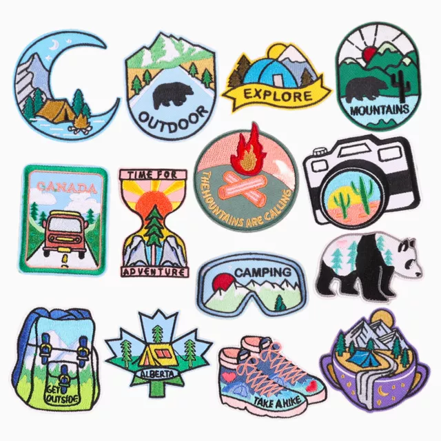 Outdoor Camping Explore Applique Embroidered Iron on Patch Badge DIY Jacket Bag