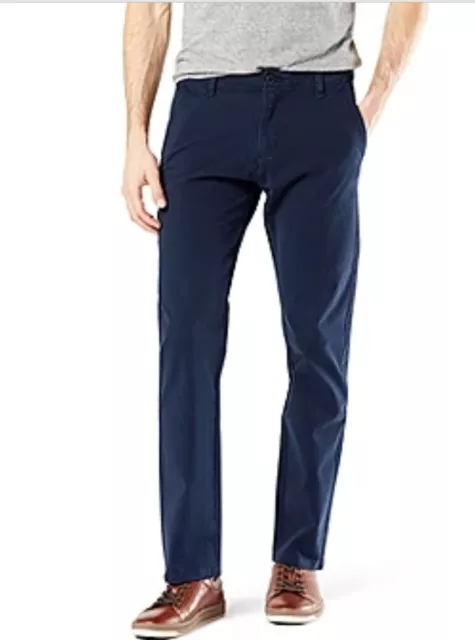 Mens Dockers Ultimate Chino Slim Fit Pants Navy Blue Smart 360 Flex  W34 L32 NEW