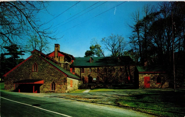 Cornwall PA Old Charcoal Furnace Iron Blast Cannon Ironworks Vtg Postcard View