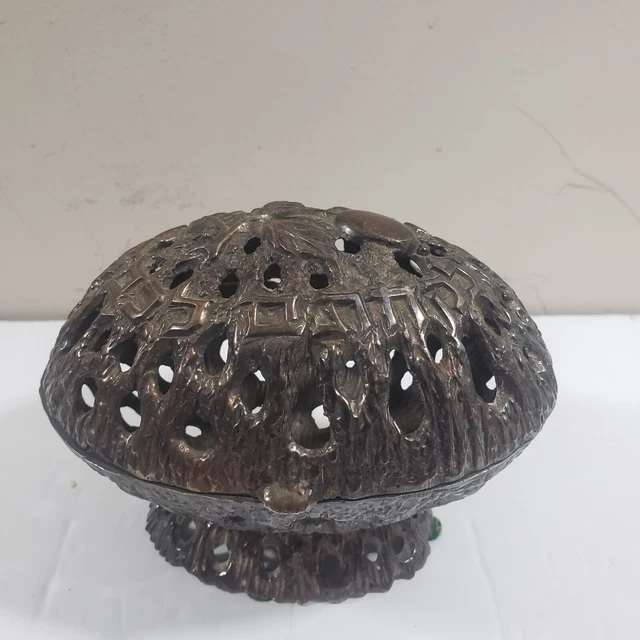 Oppenheim Israel Footed 5"  Egg Trinket Box Incense Burner