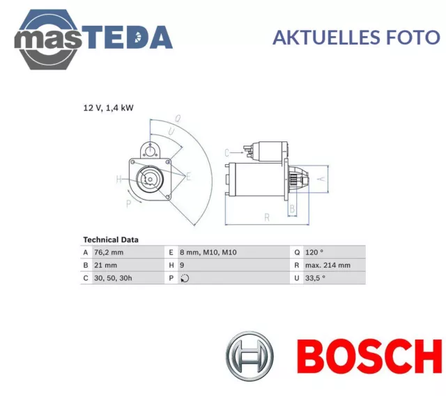 0 986 017 110 Motor Anlasser Starter Bosch Für Bmw 3,5,Z4,X3,7,E46,E39,E85,E60