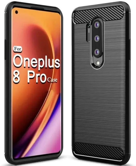 For ONEPLUS 8 PRO CARBON FIBER SHOCKPROOF CASE BLACK HEAVY DUTY SLIM PHONE COVER