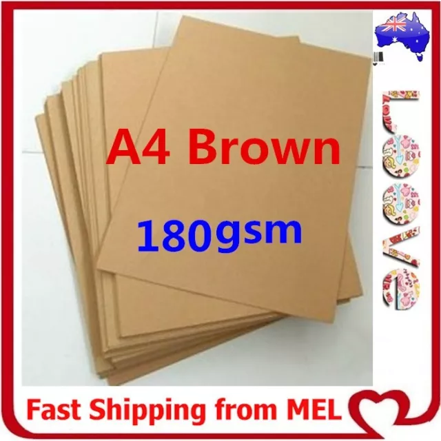 50x A4 180GSM Brown Kraft Thick Paper Sheet Natural Recycled Invitation Wedding