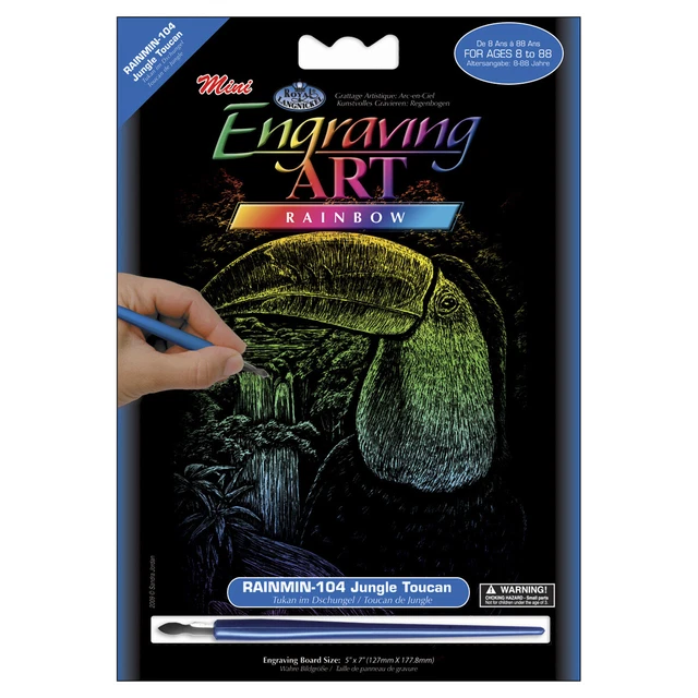 Paquete de 6 Mini Kit de Arte de Grabado de Lámina Arco Iris 5""X7""-Tucán de la Selva -RAIMIN-104