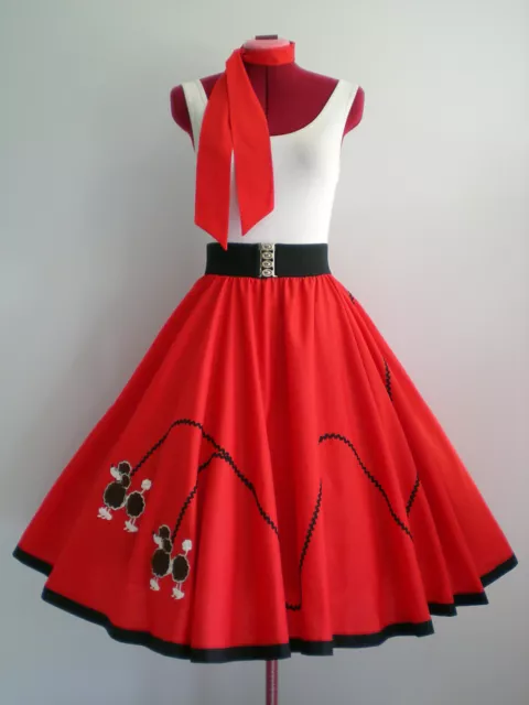 Rock N Roll/Rockabilly  "Poodle" Skirt-Scarf Xs-S. Red.