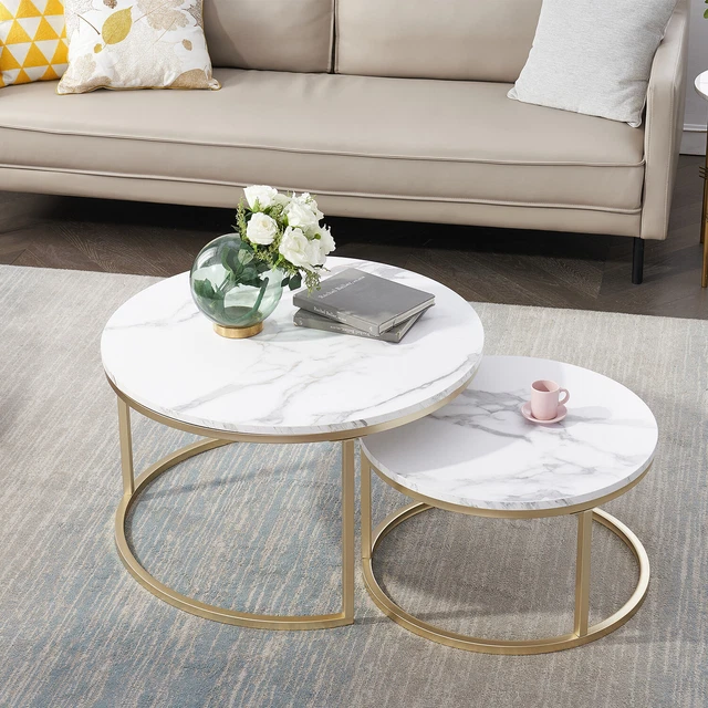 Verwunderlich Couchtisch Marmor Rund 2er Set Ebenbild