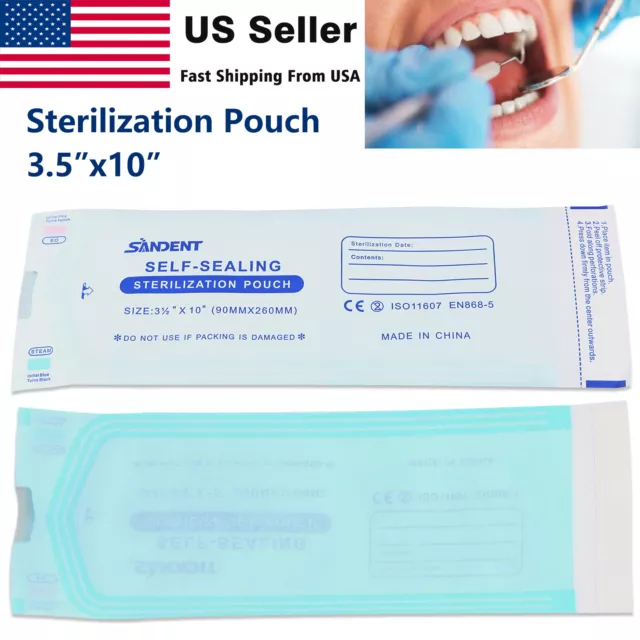 Self Seal Sterilization Pouches, Sterilizer Bags for Dental, Tattoo, Nail 3.5x10
