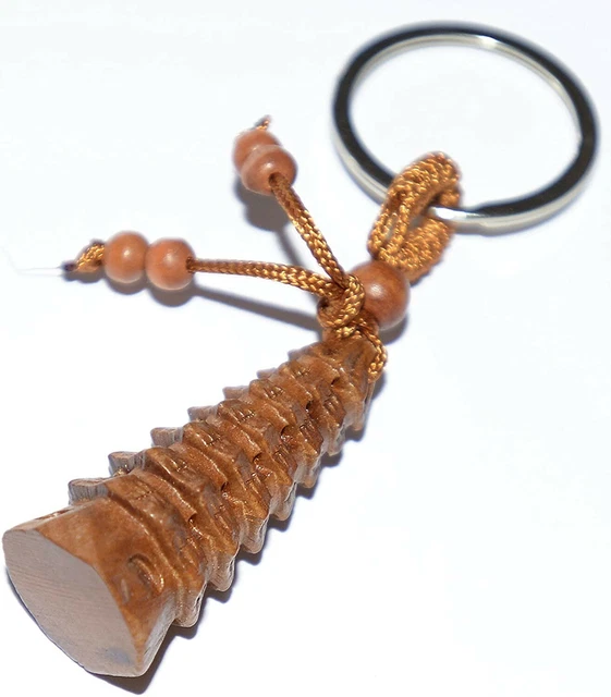 CHINESE FENG SHUI Wen Chang Pagoda Wooden Good Luck Key Ring Keychain £ ...