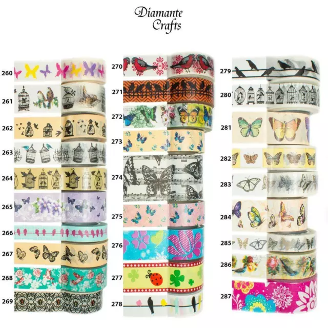 Washi Tape Decorative Masking Adhesive Paper Craft Trim - Butterflies Bugs Birds