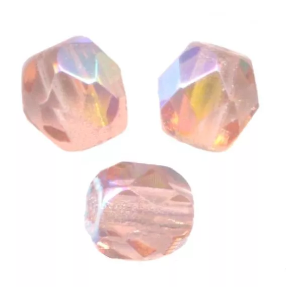 5 Perles Facettes cristal de boheme 10mm  LIGHT ROSE AB