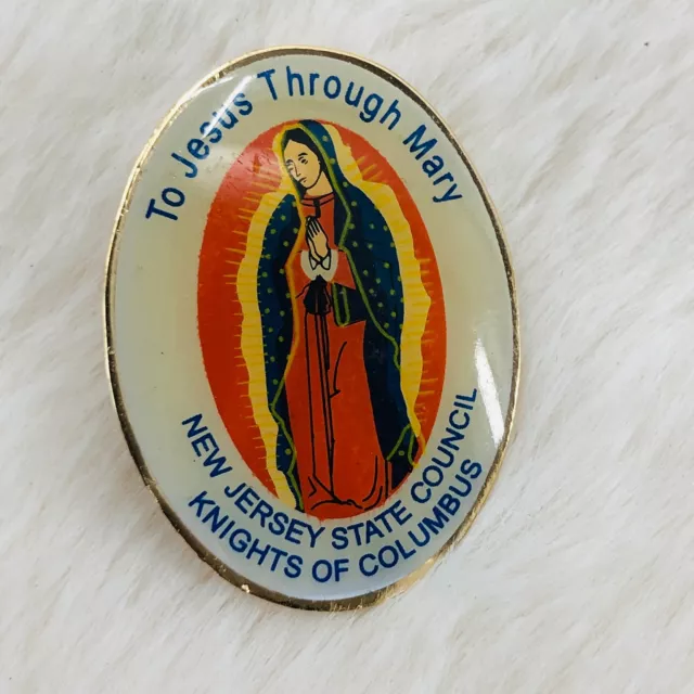Knights of Columbus New Jersey State Council Enamel Member Lapel Pin Mother Mary