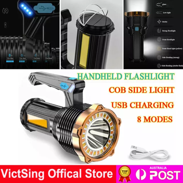 12000000LM LED Flashlight Super Bright Torch USB Rechargeable Lamp High Powered