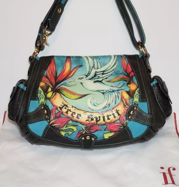 Isabella Fiore Free Sprit Celes Rare Love Dove Leather Hobo Shoulderbag Y2K $650