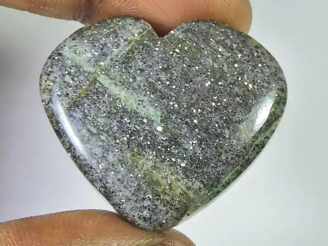 58Cts. Pierre de soleil noire naturelle, cœur, cristal, Cabochon, pierre...