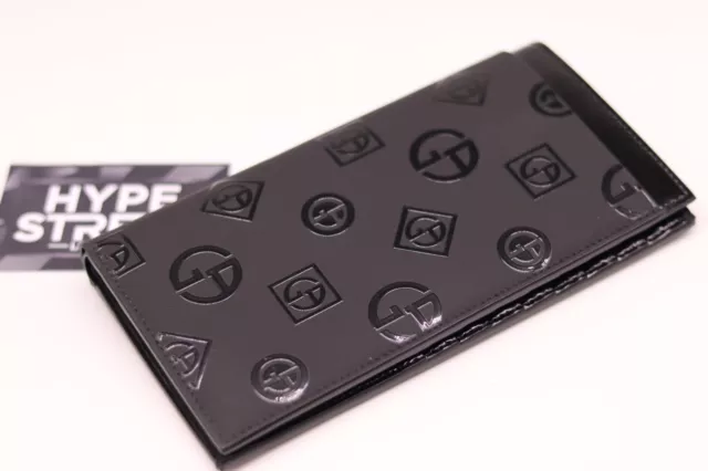Giorgio Armani Milano Calfskin Leather Wallet All Over Logo - Black - RRP £690 2