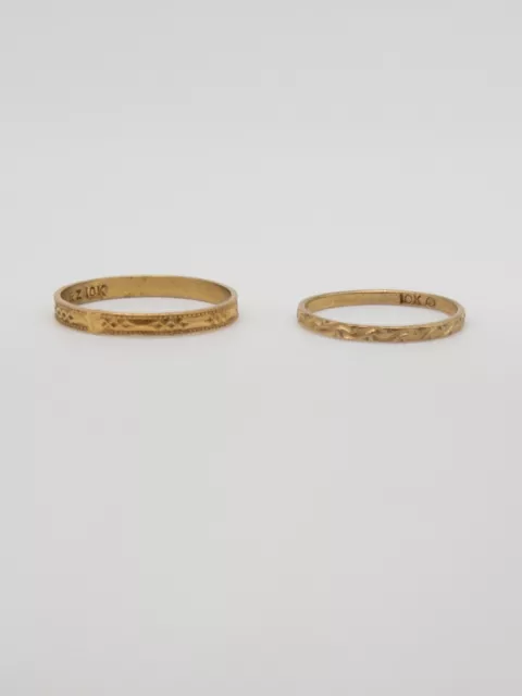 Antique Victorian 1890 SET of TWO 10k Yellow Gold BABY CHILD Eternity Band Rings