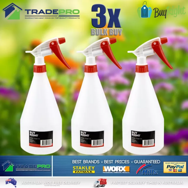 3x Spray Bottle 1000ml 1Ltr Trigger Gun Misting Sprayer Flowers Restaurant Clean