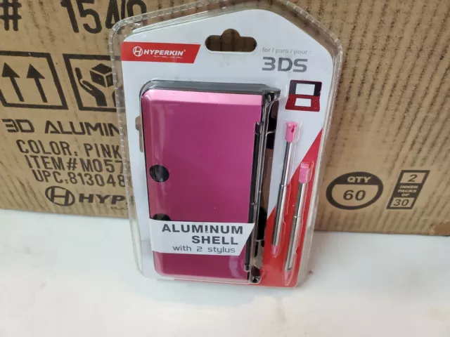 NEW PINK  Aluminum case with 2 Retractable Stylus Pens for OLD Nintendo 3DS   6B