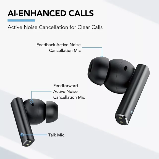 NT18 Bluetooth Kopfhörer Headset mit 6 Mikrofonen, Extra Bass, 36 Std. Akku, LED 2