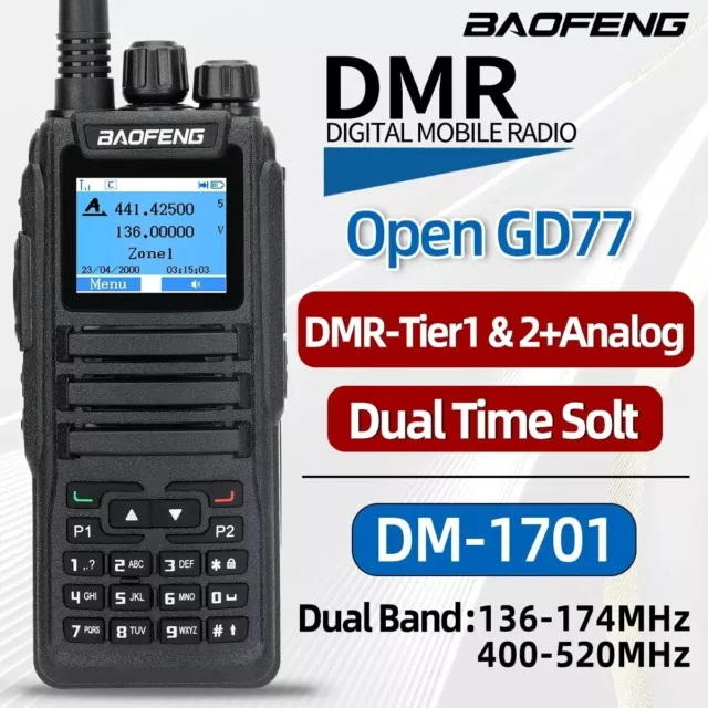 Baofeng DM-1701 DMR Radio Dual Band Ham 5W Digital Two-Way Radio Walkie Talkie