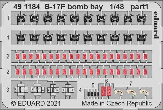 Eduard Accessories 491184 - 1:48 B-17F Bomb Bay 1/48 per HKM - Nuovo