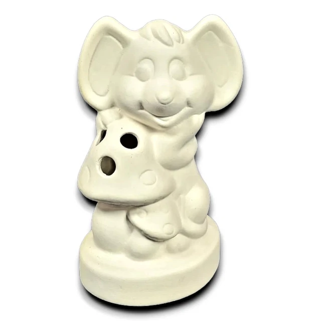 Ceramichrome Mouse Mushroom Incense Burner Figurine 1972 White Bisque Rare 6 In