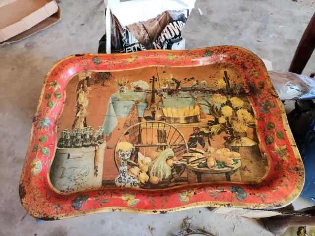 Vintage 1950'S Coca Cola Serving Tray With Bar Bq Scene And Violin