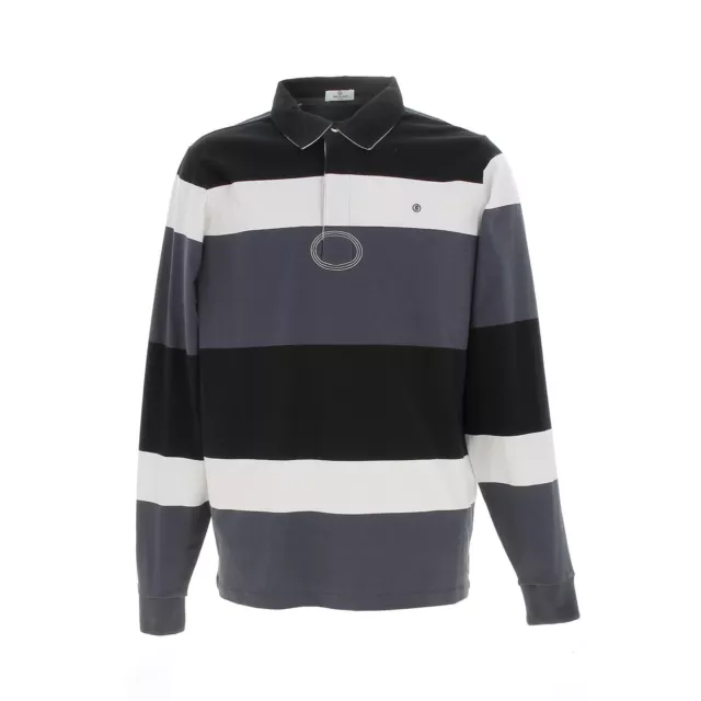 Polo manches longues Serge blanco Polo jersey raye noir ml  7-1095 - Neuf