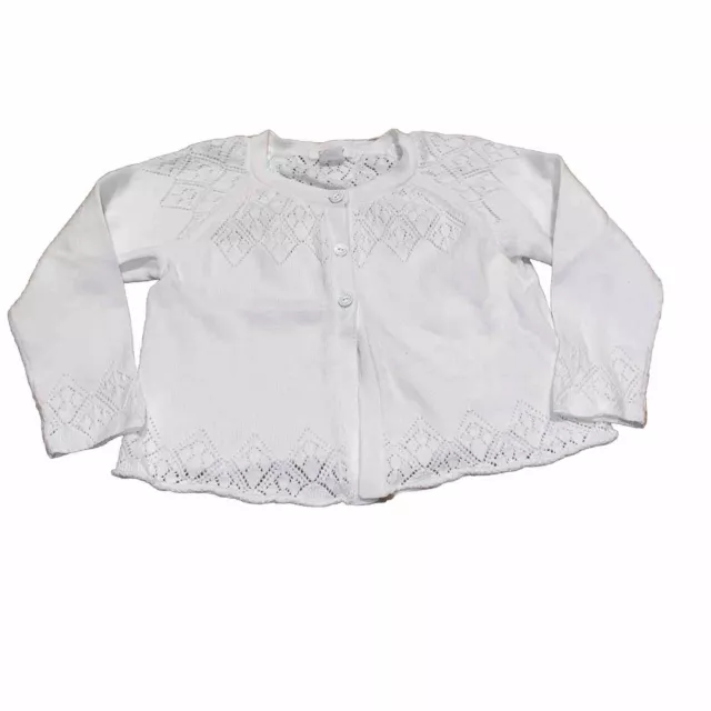 PUREBABY Cardigan White Size 12-18M 100% Organic Cotton