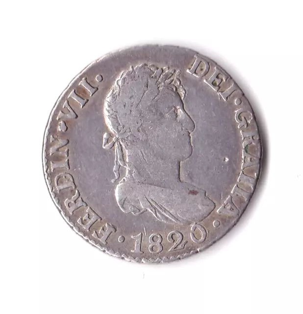 Fernando VII : 2 Reales 1820 CJ Sevilla ( plata ) BUEN EJEMPLAR