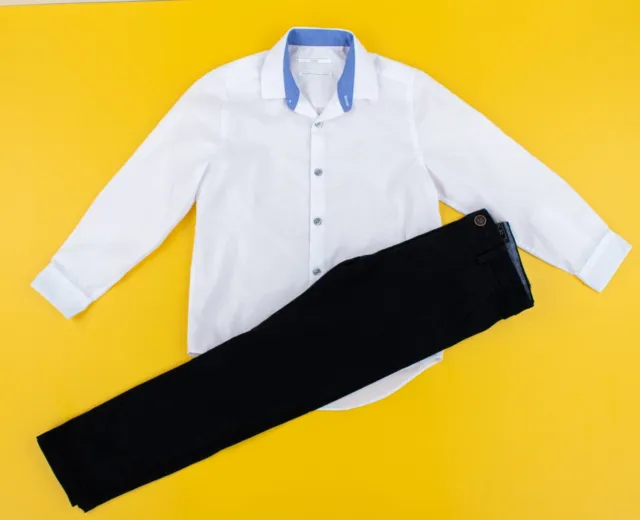 NEXT Boys Smart Dress Outfit 6-7 Years White Black Shirt Trousers Wedding Party