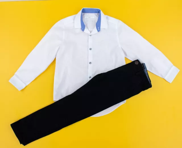 NEXT Boys Smart Dress Outfit 6-7 Years White Black Shirt Trousers Wedding Party