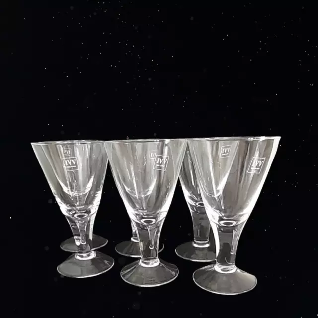 6 Vasos de vino con pie bajo, copas transparentes hecho a mano en Italia  160 ml