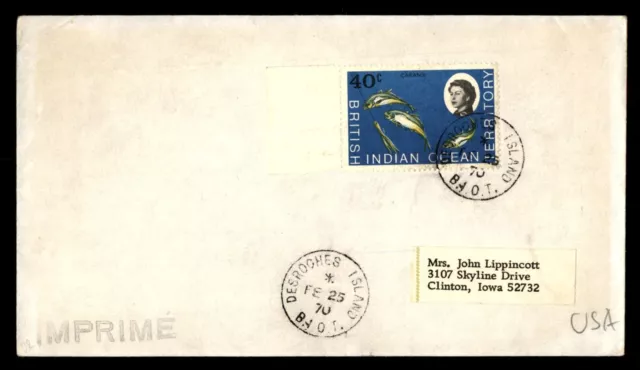 MayfairStamps British Indian Ocean Territory 1970 To Clinton IA Cover aah_94213