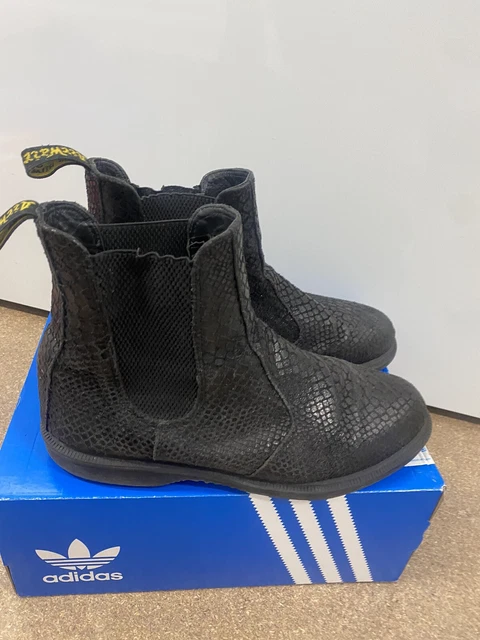 DR MARTENS KENSINGTON Flora Rare Black Snake Crock Skin Chelsea