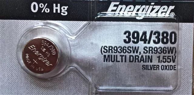 ENERGIZER 394 380 WATCH BATTERIES SR936SW Sealed Authorized Seller